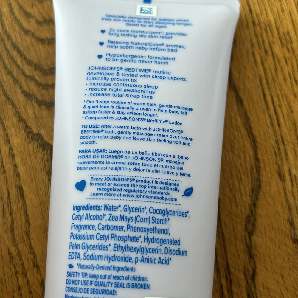 Johnson’s bedtime cream no parabens dyes or phthalates 8 fl oz